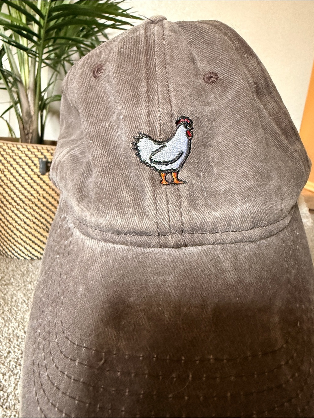 Brown Embroidered Chicken Baseball Hat - Picture 4 of 4